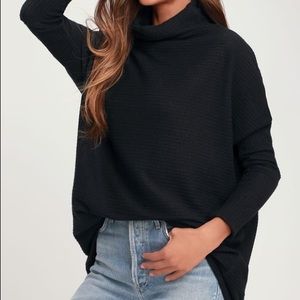 Free People Black Turtleneck Top